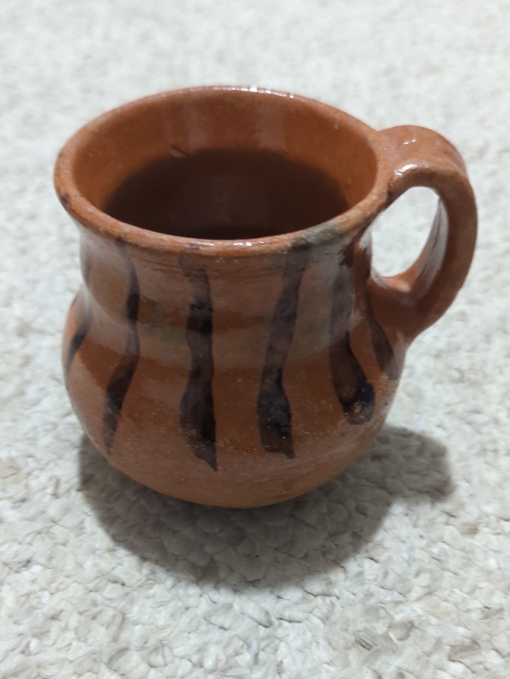 Handmade Terracotta Brown Striped Ceramic Mug